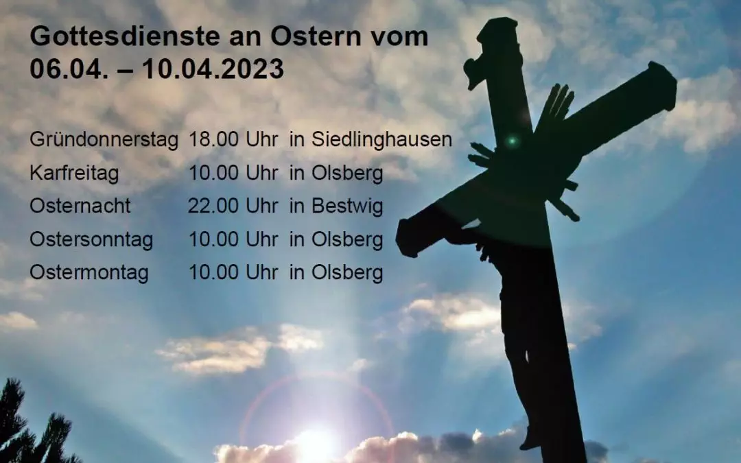 Evangelische Gemeinde: Gottesdienstplan zu Ostern 2023