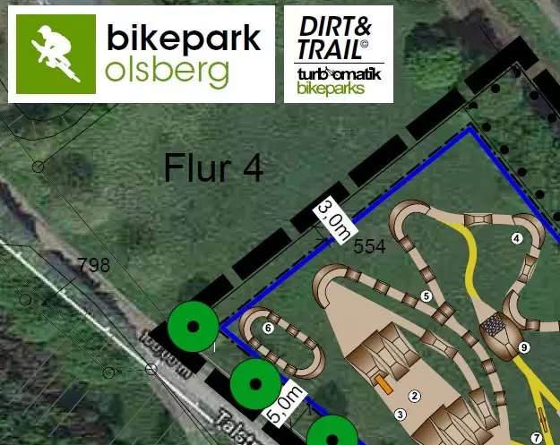 Ausschnitt des Plans für den Bikepark in Bigge. Plan: Ein Auszug aus dem Bikepark-Plan. (c) turbomatik bikeparks