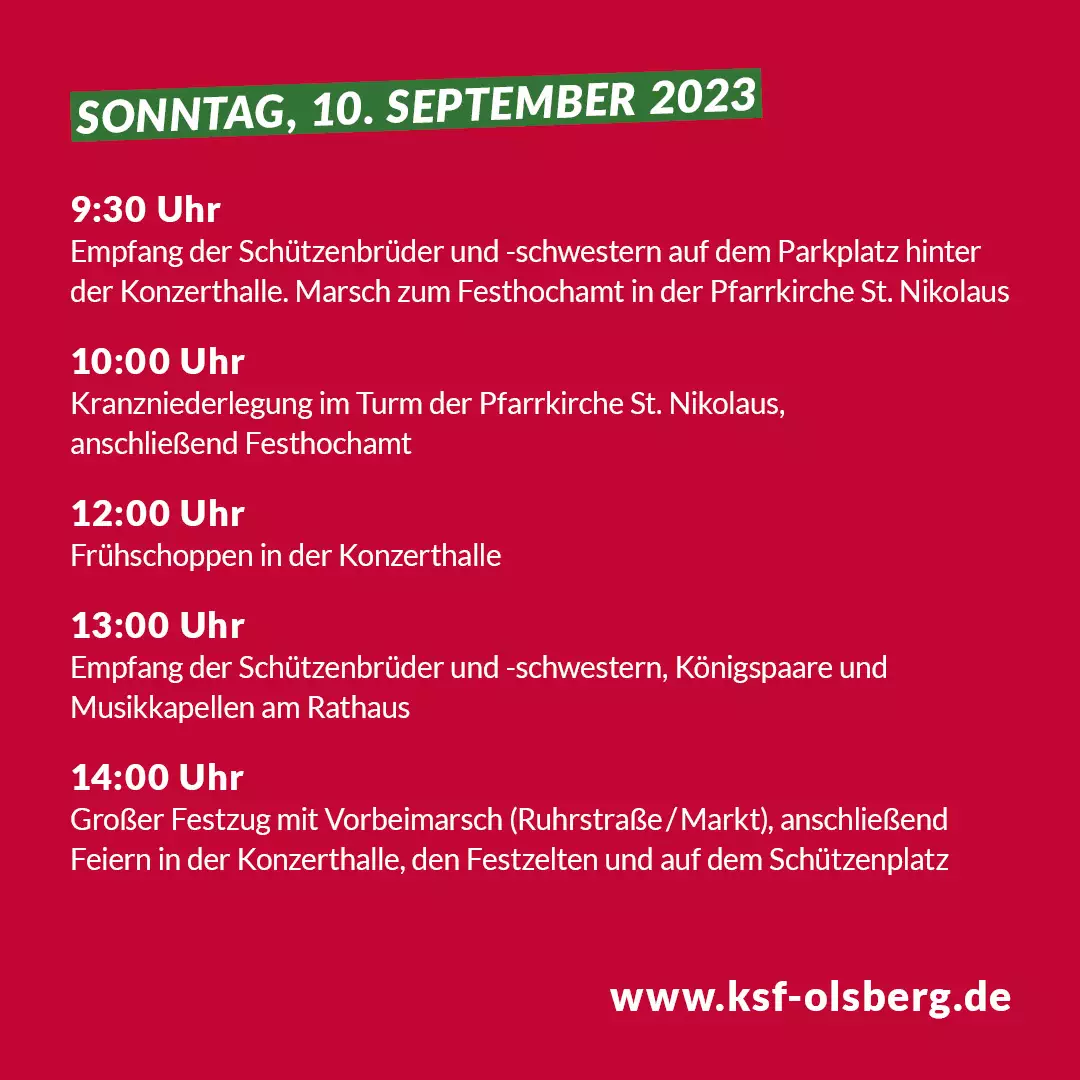 Kreisschützenfest in Olsberg vom 8. - 10. September 2023