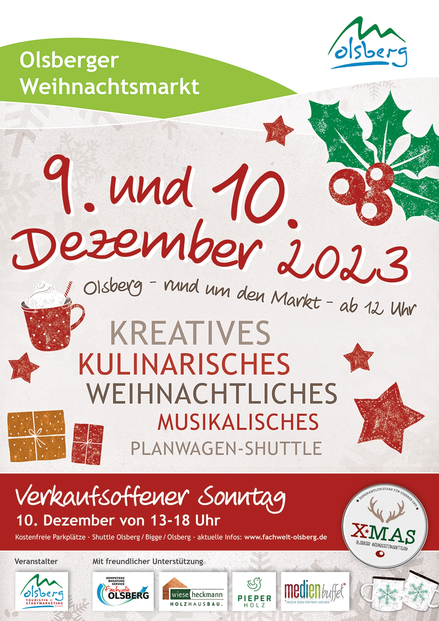 Olsberger Weihnachtsmarkt rund um den Markt am 9. und 10. Dezember 2023