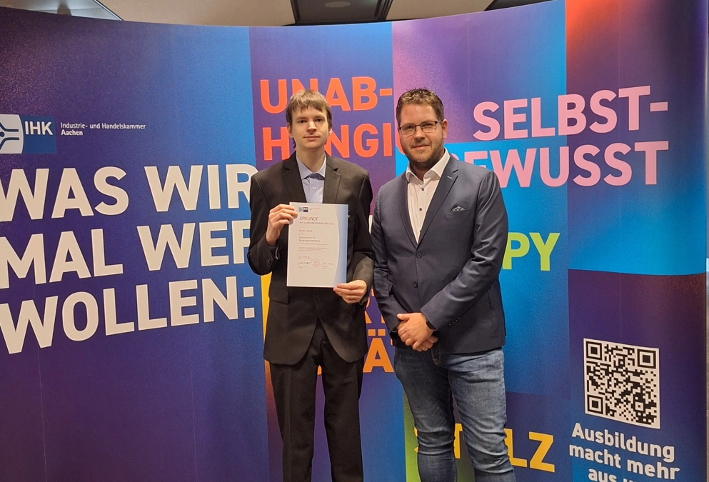 Von der IHK-Bestenehrung auf ins Berufsleben – Fachpraktiker Markus Meier vom BBW Bigge wurde in Aachen ausgezeichnet
